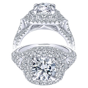 Taryn 18K White Gold Round Double Halo Engagement Ring TE12000R6W83JJ