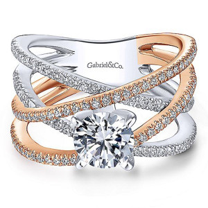 Gabriel 14K White/Rose Gold Round Diamond Engagement Ring ER13846R4T44JJ