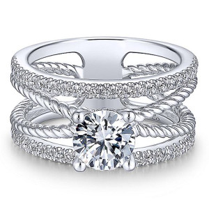 Gabriel 14 Karat Round Diamond Engagement Ring ER14050R4W44JJ