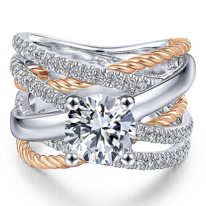 Gabriel 14K White/Rose Gold Round Diamond Engagement Ring ER14097R6T44JJ