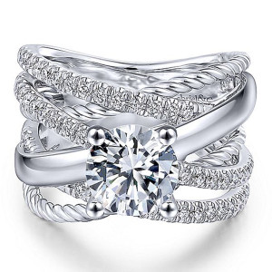Gabriel 14 Karat Round Diamond Engagement Ring ER14097R6W44JJ