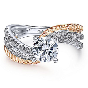 Gabriel 14K White/Rose Gold Round Diamond Engagement Ring ER14468R4T44JJ