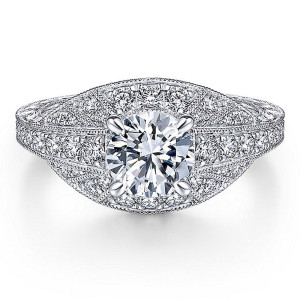 Gabriel 14 Karat Round Diamond Engagement Ring ER14485R4W44JJ