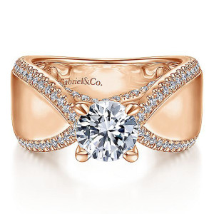 Gabriel 14K Rose Gold Round Diamond Engagement Ring ER14628R4K44JJ