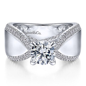 Gabriel 14 Karat Round Diamond Engagement Ring ER14628R4W44JJ
