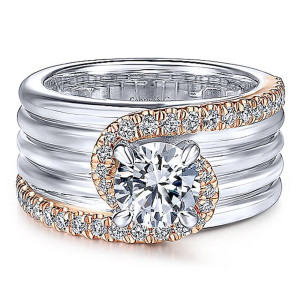 Gabriel 14K White/Rose Gold Round Diamond Engagement Ring ER14630R4T44JJ