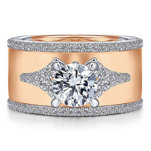 Gabriel 14K White/Rose Gold Round Diamond Engagement Ring ER14633R4T44JJ