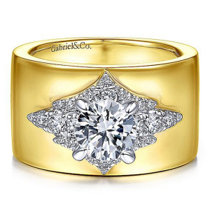 Gabriel 14k White/Yellow Round Diamond Engagement Ring ER14634R4M44JJ