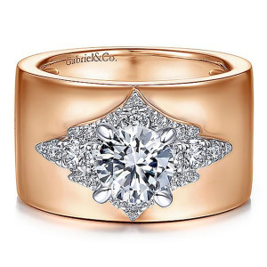 Gabriel 14K White/Rose Gold Round Diamond Engagement Ring ER14634R4T44JJ