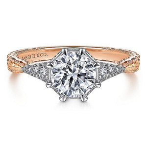 Gabriel 14K White/Rose Gold Round Diamond Engagement Ring ER14770R4T44JJ
