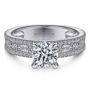 Gabriel 14 Karat Round Diamond Engagement Ring ER15175R4W44JJ