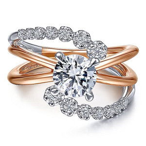 Gabriel 14K White/Rose Gold Round Diamond Engagement Ring ER15397R4T44JJ