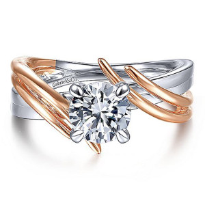 Gabriel 14K White/Rose Gold Round Diamond Engagement Ring ER15399R4T44JJ