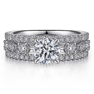 Gabriel 14 Karat Round Diamond Engagement Ring ER15544R4W44JJ