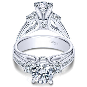 Taryn 14k White Gold Round 3 Stone Engagement Ring TE4194W44JJ