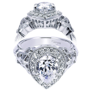 Taryn 14k White Gold Pear Shape Halo Engagement Ring TE5448W44JJ