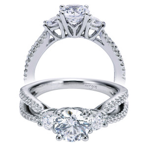 Taryn 14k White Gold Round 3 Stone Engagement Ring TE5842W44JJ