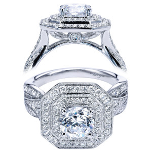 Taryn 14k White Gold Round Double Halo Engagement Ring TE7263W44JJ