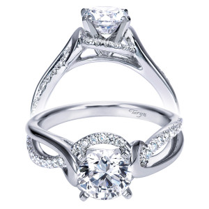 Taryn 14k White Gold Round Twisted Engagement Ring TE7801W44JJ
