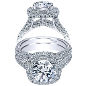 Taryn 18K White Gold Round Double Halo Engagement Ring TE8305W83JJ