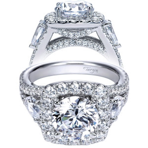 Taryn TE8328W83JJ 18 karat white gold engagement ring with diamond halo