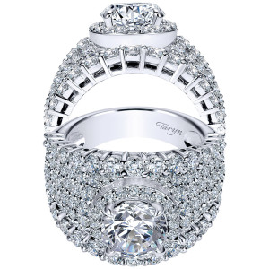 Taryn TE8447W83JJ 18 karat white gold engagement ring with diamond halo