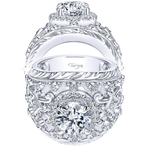 Taryn 18K White Gold Round Double Halo Engagement Ring TE8456W83JJ