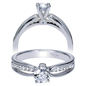 Taryn 14k White Gold Round Split Shank Engagement Ring TE8571W44JJ