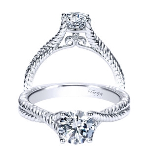 Taryn 14k White Gold Round Twisted Engagement Ring TE8843W44JJ