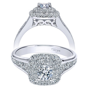 Taryn 14k White Gold Round Double Halo Engagement Ring TE911772R0W44JJ