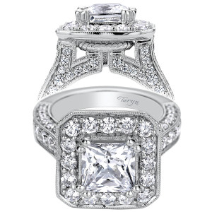 Taryn 14k White Gold Princess Cut Halo Engagement Ring TE9251W44JJ