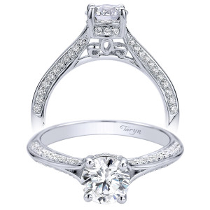 Taryn 14k White Gold Round Split Shank Engagement Ring TE9305W44JJ