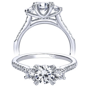 Taryn 14k White Gold Round 3 Stone Engagement Ring TE9387W44JJ