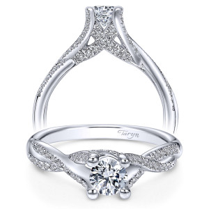 Taryn 14k White Gold Round Twisted Engagement Ring TE94029W44JJ