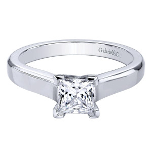 Gabriel 14 Karat Princess Cut Solitaire Engagement Ring ER9543W4JJJ