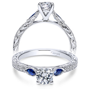 Taryn 14k White Gold Round 3 Stone Engagement Ring TE98990W44SA