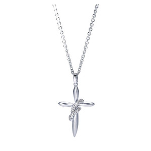 Gabriel Fashion Silver Faith Cross Necklace NK3283SV5JJ