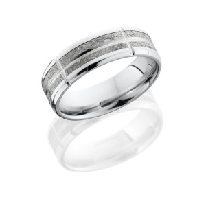 Lashbrook CC7B14(NS)/METEORITEV5SEG11 POLISH Meteorite Wedding Ring or Band