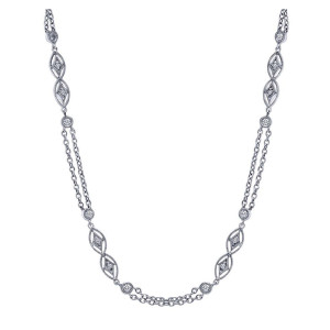Gabriel Fashion 14 Karat Roaring 20's Diamond By The Yard Necklace NK1310W44JJ