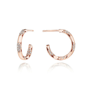 Tacori Diamond Hoop Earrings Pulse 20mm 18k FE818PK
