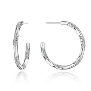 Tacori Diamond Hoop Earrings Pulse 34mm 18k FE820