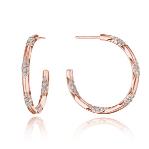 Tacori Diamond Hoop Earrings Pulse 34mm 18k FE820PK