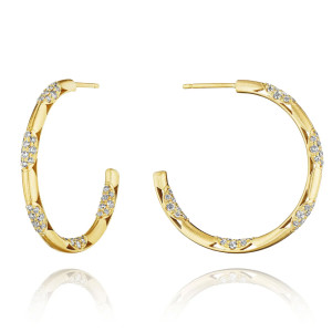 Tacori Diamond Hoop Earrings Pulse 34mm 18k FE820SY