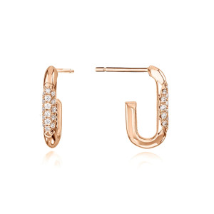 Tacori Crescent Eclipse Diamond Single Link Earrings 18k FE821PK