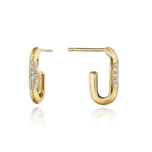 Tacori Crescent Eclipse Diamond Single Link Earrings 18k FE821SY