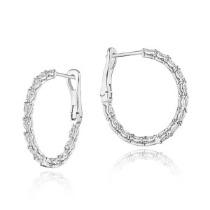 Tacori Stilla Large Hoop Earrings in 18k White Gold FE828