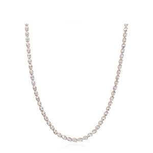 Tacori FN680PK17 18 Karat Rose Gold, front view of the pear diamond tennis line in rose settings hanging in an open curve