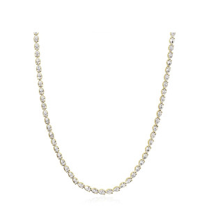 Tacori FN680Y17 18 Karat Yellow Gold, front view of the pear diamond tennis line in yellow settings hanging in a curve