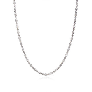 Tacori FN681PLT16 Platinum, front view of the mixed marquise and oval diamond line in platinum settings with round spacers