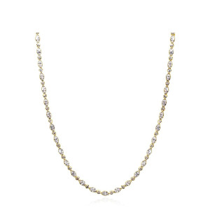 Tacori FN681Y16 18 Karat Yellow Gold, front view of the mixed marquise and oval diamond line in yellow settings with round spacers